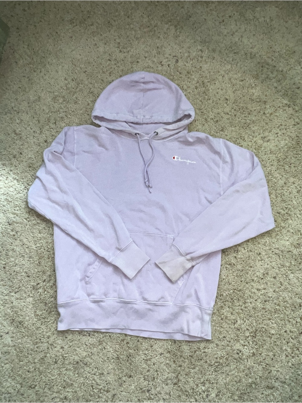 Champion Women's Lavender Crewneck Hoodie with Script Logo